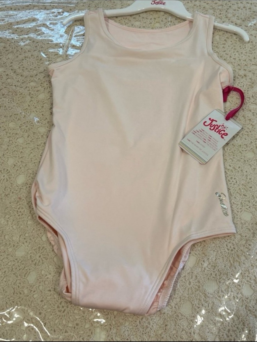 Justice Light Pink Girls' One-Piece Bodysuit